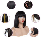 Human Hair Bob Wig Headgear Woven Top Heart Is Natural And Realistic