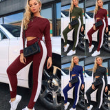 Slim stitching sports suit women