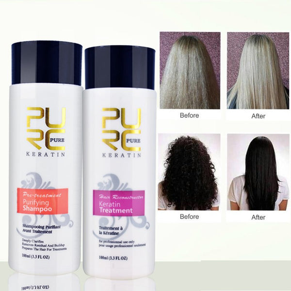 PURC Straightening hair Repair and straighten damage hair products Brazilian keratin treatment + purifying shampoo