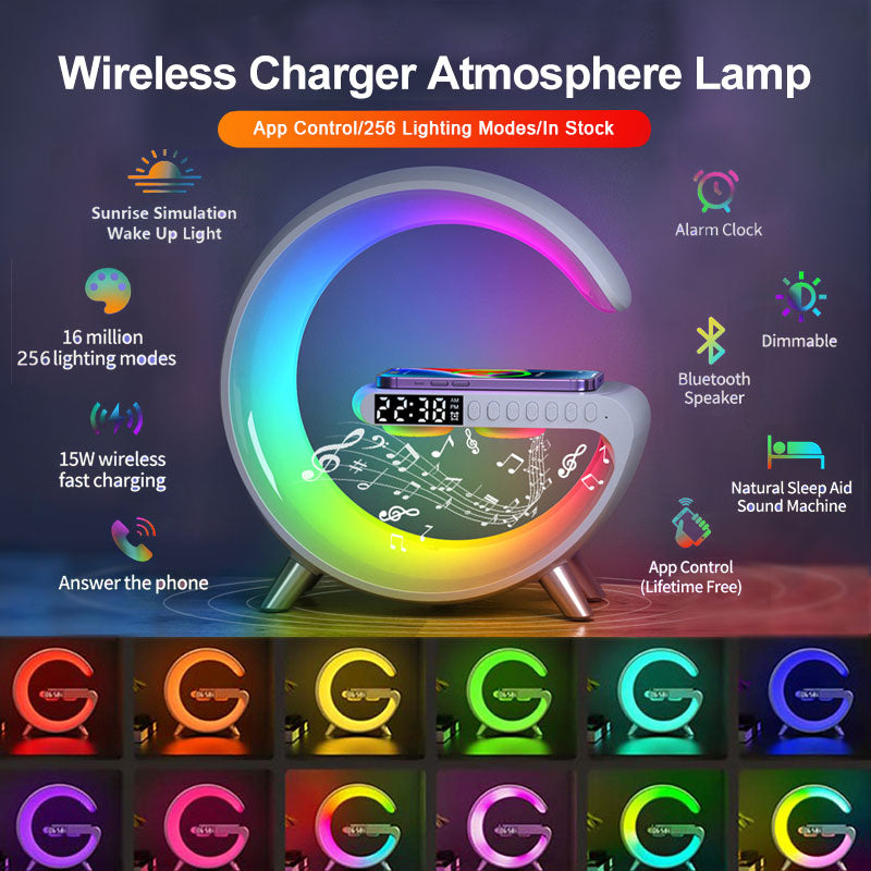 2023 New Intelligent LED Lamp Bluetooth Speake Wireless Charger Atmosphere Lamp App Control For Bedroom Home Decor