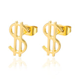 European And American New Simple Stainless Steel Earrings For Men And Women With Dollar Signs